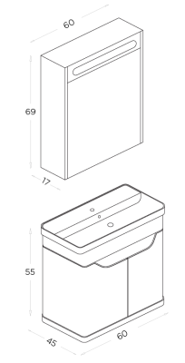 Shower Lenon Banyo Dolabı 60cm Beyaz - 2