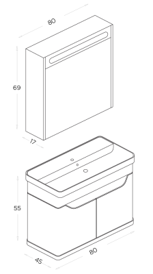 Shower Lenon Banyo Dolabı 80cm Antrasit Gri-Legnano - 2