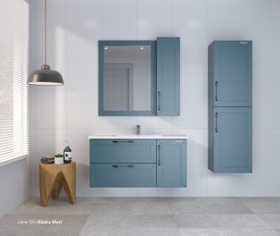 Shower Lexa Banyo Dolabı 100cm Alaska Mavi - SHOWER