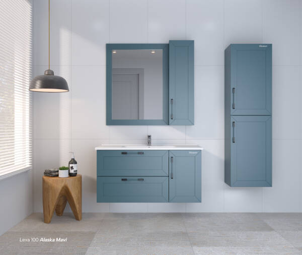 Shower Lexa Banyo Dolabı 100cm Alaska Mavi - 1