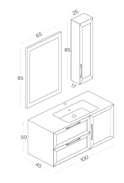 Shower Lexa Banyo Dolabı 100cm Beyaz - 2