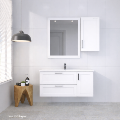 Shower Lexa Banyo Dolabı 100cm Beyaz - SHOWER