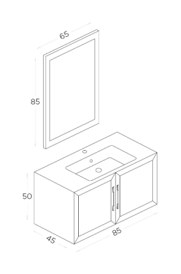 Shower Lexa Banyo Dolabı 85cm Alaska Mavi - 2