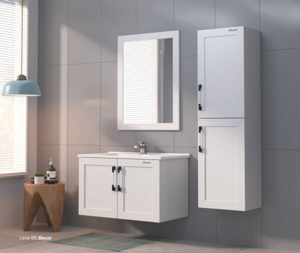 Shower Lexa Banyo Dolabı 85cm Beyaz - 1
