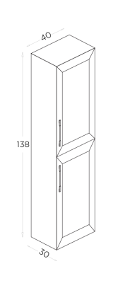 Shower Lexa Boy Dolabı 40cm Alaska Mavi - 2