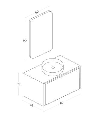 Shower Line Banyo Dolabı 80cm Sardunya - 2