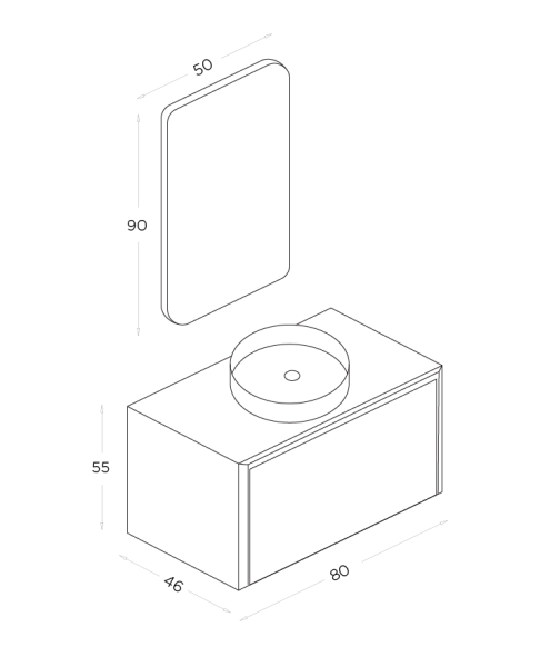 Shower Line Banyo Dolabı 80cm Tarçın - 2