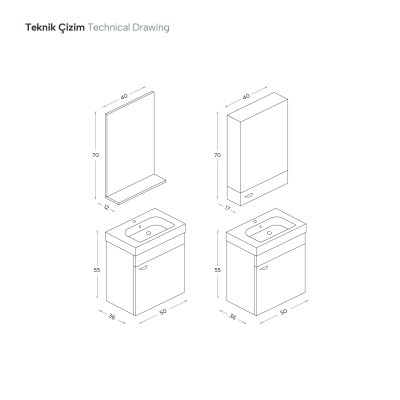 Shower Loft Banyo Dolabı 50cm Antrasit - 3