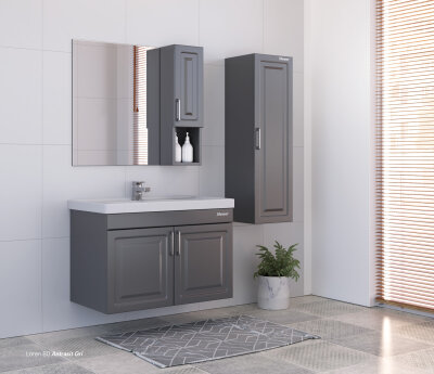 Shower Loren Banyo Dolabı 80cm Antrasit Gri - SHOWER