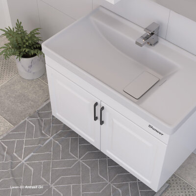 Shower Loren Banyo Dolabı 80cm Beyaz - SHOWER