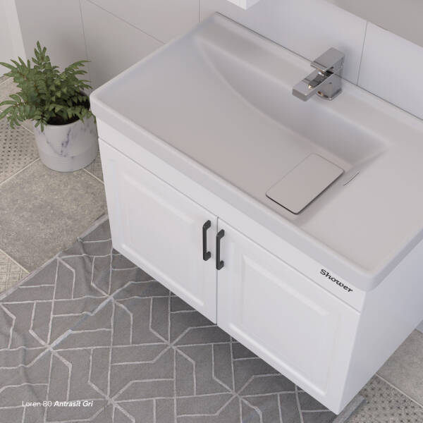 Shower Loren Banyo Dolabı 80cm Beyaz - 1