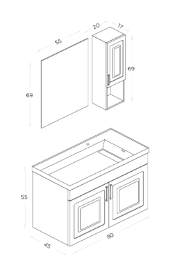Shower Loren Banyo Dolabı 80cm Beyaz - 2