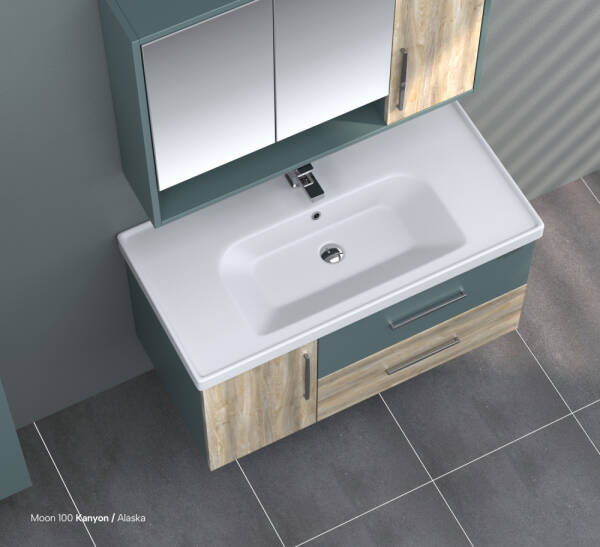 Shower Moon Banyo Dolabı 100cm Kanyon-Alaska - 2