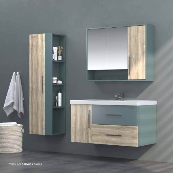 Shower Moon Banyo Dolabı 100cm Kanyon-Alaska - 1