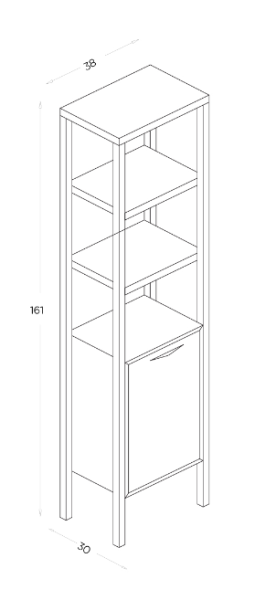Shower Ordin Boy Dolabı 38cm Tarçın - 2