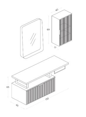 Shower Prestij Banyo Dolabı 130cm Siyah - 3