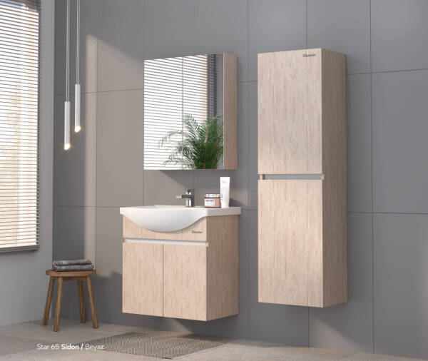 Shower Star Banyo Dolabı 80cm Sidon-Beyaz - 1