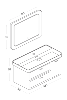 Shower Truva Banyo Dolabı 100cm Antrasit Gri - 2