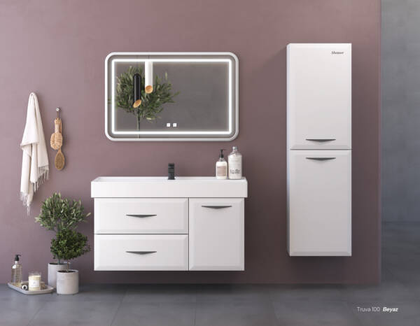 Shower Truva Banyo Dolabı 100cm Beyaz - 1