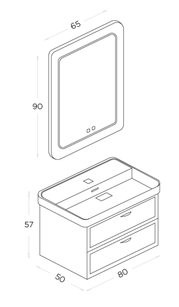 Shower Truva Banyo Dolabı 80cm Beyaz - 2