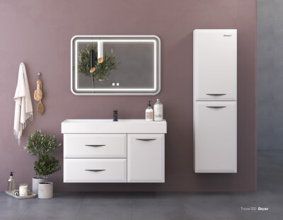 Shower Truva Banyo Dolabı 80cm Beyaz - SHOWER