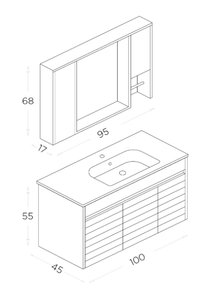 Shower Vesta Banyo Dolabı 100cm Kanyon-Beyaz - 2