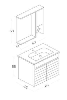 Shower Vesta Banyo Dolabı 65cm Beyaz-Antrasit Gri - 2