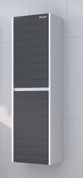 Shower Vesta Boy Dolabı 90cm Beyaz-Antrasit Gri - 1