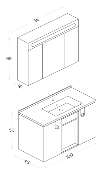 Shower Zaria Banyo Dolabı 100cm İrony-Siyah - 5