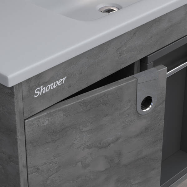 Shower Zaria Banyo Dolabı 100cm İrony-Siyah - 4