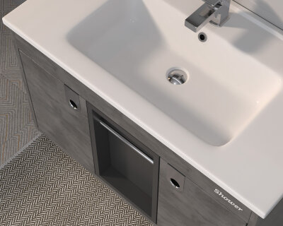 Shower Zaria Banyo Dolabı 100cm İrony-Siyah - 2