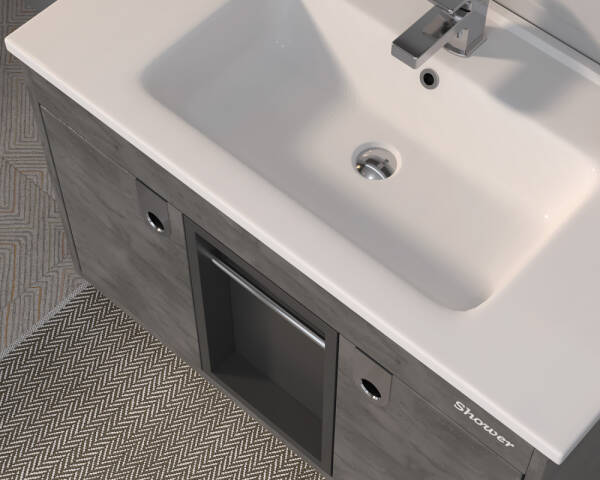 Shower Zaria Banyo Dolabı 100cm İrony-Siyah - 2