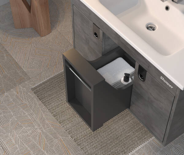 Shower Zaria Banyo Dolabı 100cm İrony-Siyah - 3