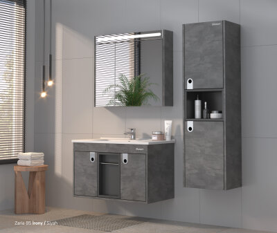 Shower Zaria Banyo Dolabı 100cm İrony-Siyah - SHOWER