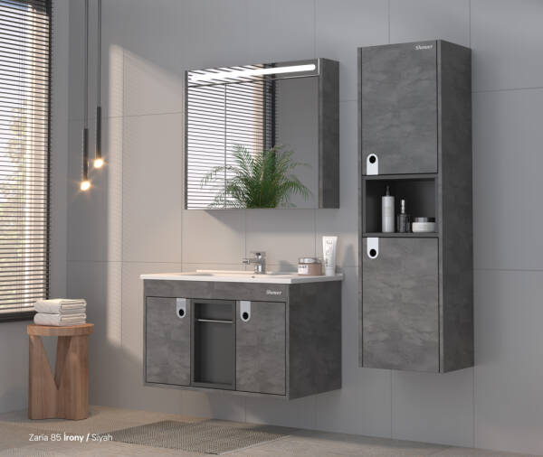 Shower Zaria Banyo Dolabı 100cm İrony-Siyah - 1