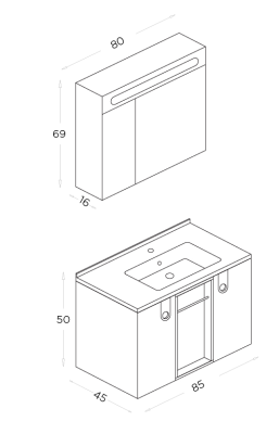 Shower Zaria Banyo Dolabı 85cm İrony-Siyah - 5