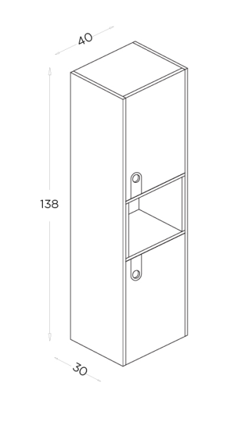 Shower Zaria Boy Dolabı 40cm İrony-Siyah - 2