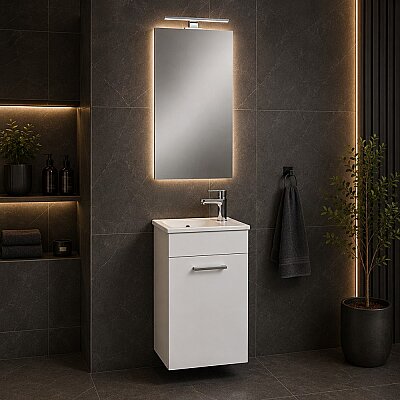 VitrA Vitra Mia 75022 Banyo Dolabı Takımı Seti Kapaklı 40 Cm Parlak Beyaz - VİTRA