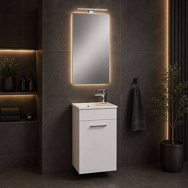 VitrA Vitra Mia 75022 Banyo Dolabı Takımı Seti Kapaklı 40 Cm Parlak Beyaz - 1