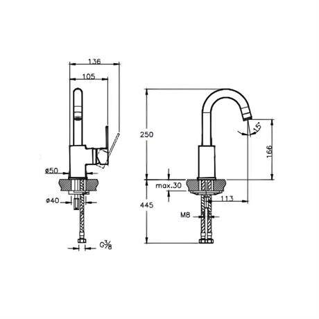 VitrA Nora S Lavabo Bataryası Döner Borulu Yüksek A42877 - 2