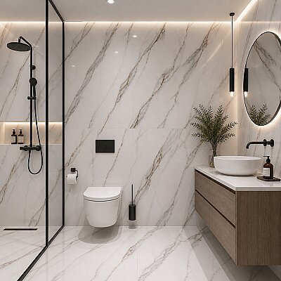 Yurtbay Seramik 80x160 Calacatta Luxe Beyaz Parlak Porselen - YURTBAY SERAMİK