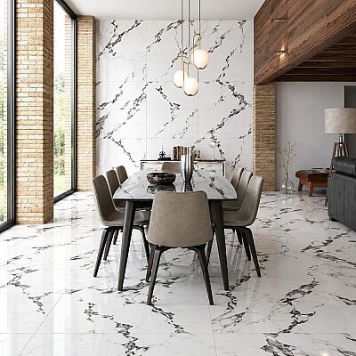 Yurtbay Seramik Panda Marble Beyaz Polished Sırlı Granit (60x120) - YURTBAY SERAMİK