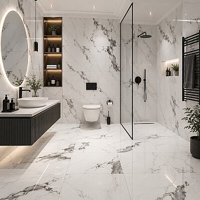 Yurtbay Seramik Panda Marble Beyaz Polished Sırlı Granit (60x60cm) - YURTBAY SERAMİK