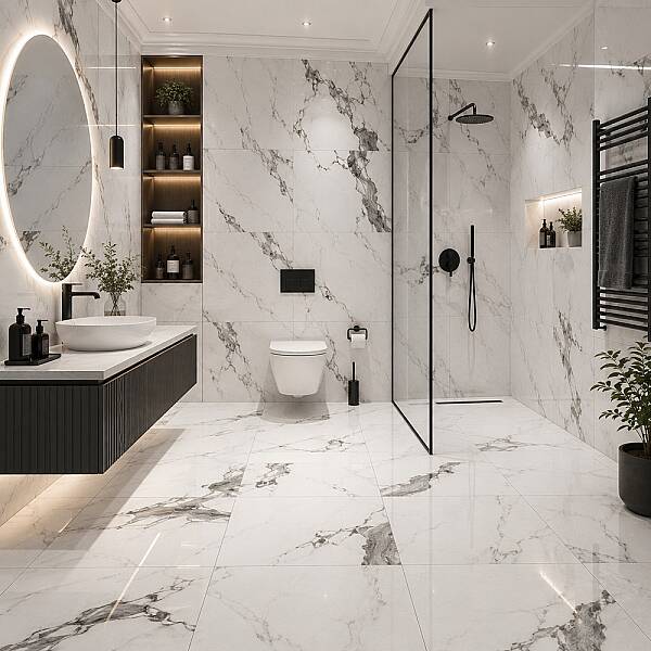 Yurtbay Seramik Panda Marble Beyaz Polished Sırlı Granit (60x60cm) - 1