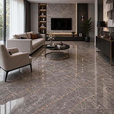 Yurtbay Seramik The Marble Füme Sırlı Porselen Parlak (60x60cm) - YURTBAY SERAMİK