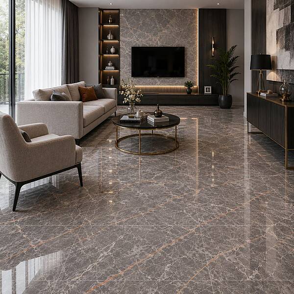 Yurtbay Seramik The Marble Füme Sırlı Porselen Parlak (60x60cm) - 1