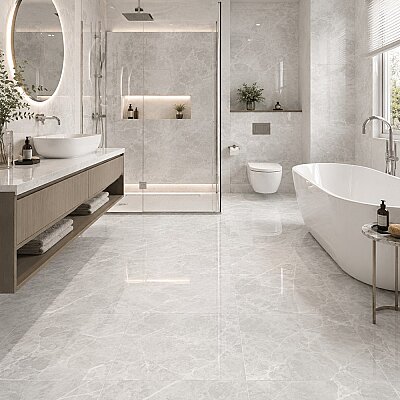 Yurtbay Seramik The Marble Gri Sırlı Porselen Parlak (60x60cm) - YURTBAY SERAMİK